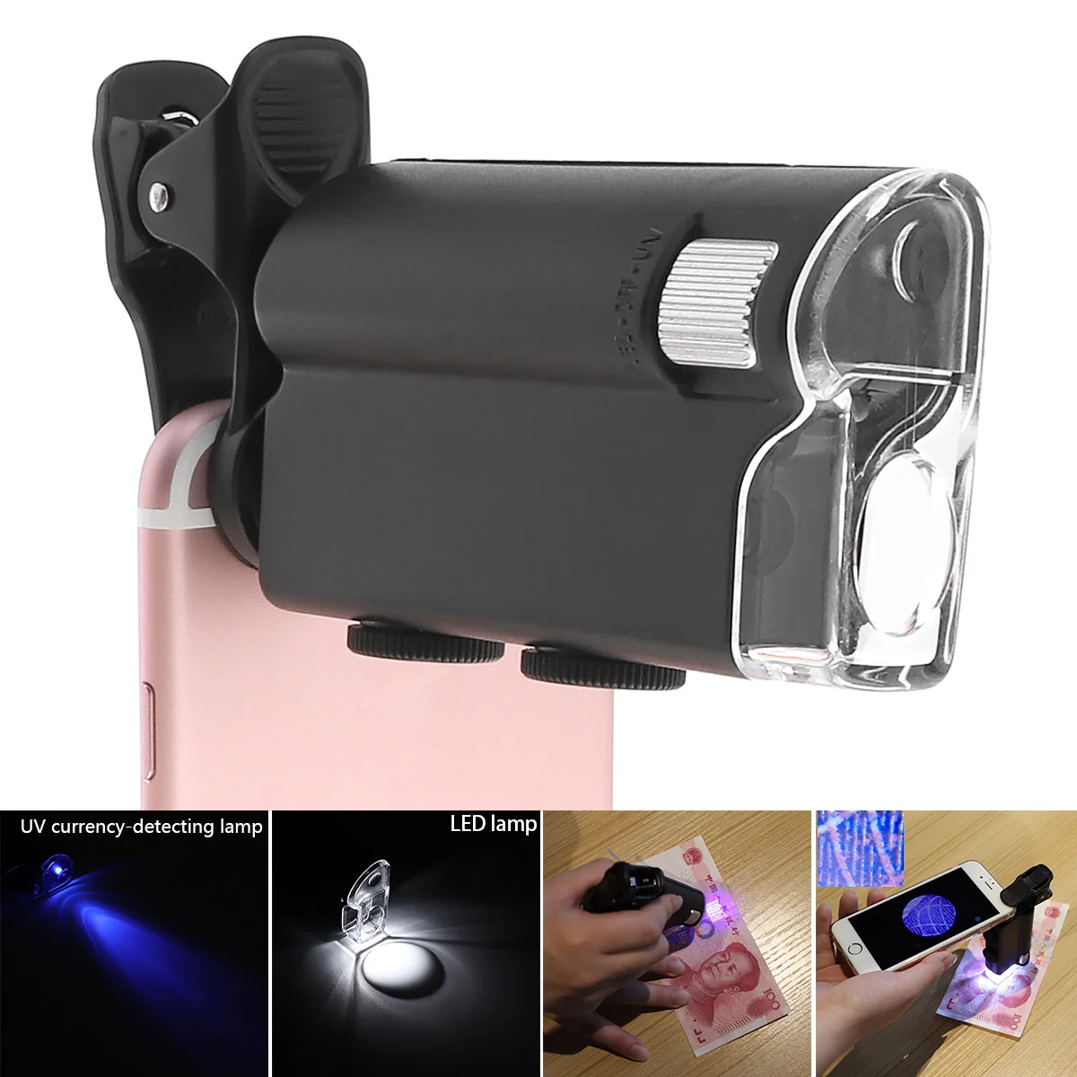 7751W 60-100X Adjustable Magnifier Microscope Magnifying Glass Optical Lens Tool with LED and UV Light for Currency Detectting
7751W 60-100X Adjustable Magnifier Microscope Magnifying Glass Optical Lens Tool with LED and UV Light for Currency Detectting