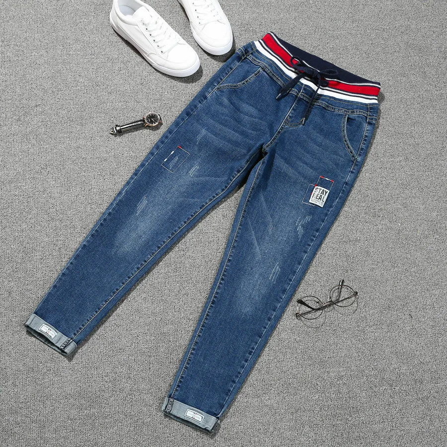 Stretch jeans plus size lace up jeans women denim elastic Nine cropped patch cuff pencil jeans women
Stretch jeans plus size lace up jeans women denim elastic Nine cropped patch cuff pencil jeans women