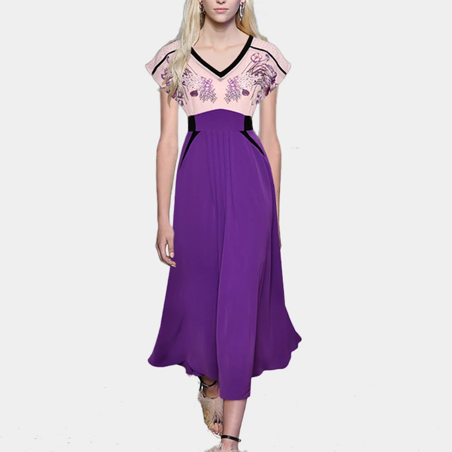 VERDEJULIAY Runway Midi Dress 2020 Summer Spring New Fashion Contrast Color Flowers Printed Chiffon Spliced Purple Pleat Dress
VERDEJULIAY Runway Midi Dress 2020 Summer Spring New Fashion Contrast Color Flowers Printed Chiffon Spliced Purple Pleat Dress