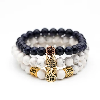 Black & White Natural stone Bead Men's bracelets High quality Crystal Crown Natural stone Bracelets for men Fashion Jewellery
Black & White Natural stone Bead Men's bracelets High quality Crystal Crown Natural stone Bracelets for men Fashion Jewellery