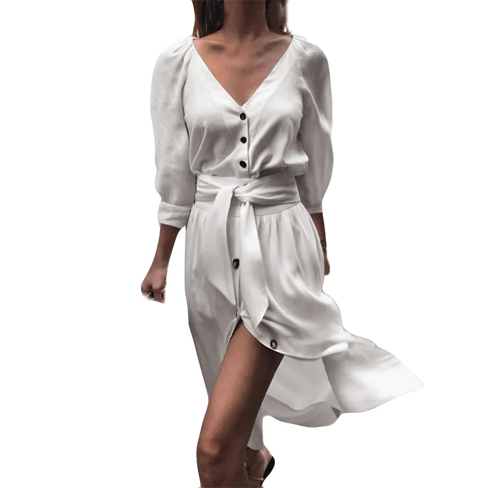 Summer Dress 2019 Sleeve Casual Womens Button Pure Color Fashion Ladies Casual Evening Paty Mini Dress vestidos #N05
Summer Dress 2019 Sleeve Casual Womens Button Pure Color Fashion Ladies Casual Evening Paty Mini Dress vestidos #N05