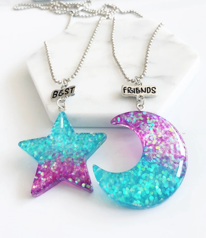 2PCS/Set Best Friends Star Moon Pendant Necklace Stereo Imitation Creative BFF Necklace For Kid Gift, NBF08
2PCS/Set Best Friends Star Moon Pendant Necklace Stereo Imitation Creative BFF Necklace For Kid Gift, NBF08
