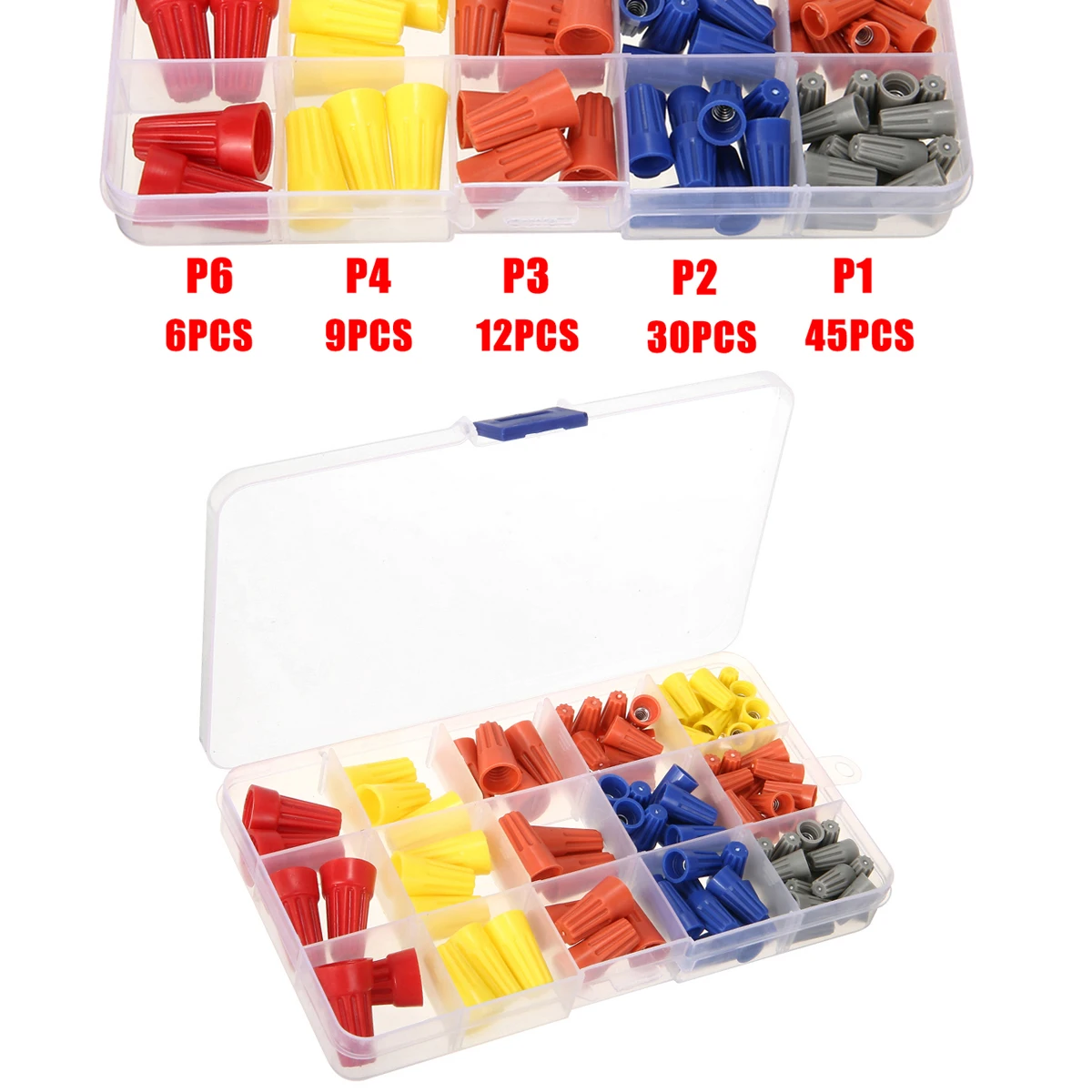 102pcs/set P1 P2 P3 P4 P6 Electrical Wire Twist Connectors Assorted Wire Twist Nut Connector Terminals Cap Rotating Kit 4 Colors
102pcs/set P1 P2 P3 P4 P6 Electrical Wire Twist Connectors Assorted Wire Twist Nut Connector Terminals Cap Rotating Kit 4 Colors