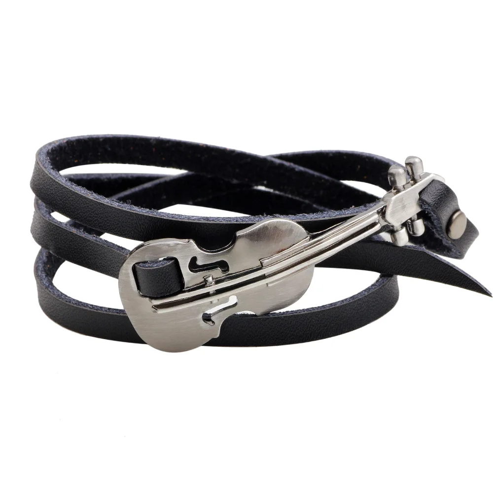 VOQ 2019 Punk Guitar Bracelet Adjustable Genuine Leather Wrap Bracelet Men Women Fashion Jewlry Wholesale
VOQ 2019 Punk Guitar Bracelet Adjustable Genuine Leather Wrap Bracelet Men Women Fashion Jewlry Wholesale