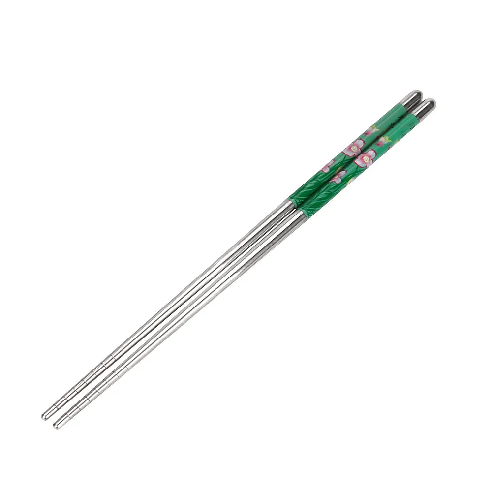 New 1 Pair Stainless Steel Chopsticks Length White Flower Patters Food Sticks Portable Reusable Chopsticks 23 cm palillos chinos
New 1 Pair Stainless Steel Chopsticks Length White Flower Patters Food Sticks Portable Reusable Chopsticks 23 cm palillos chinos
