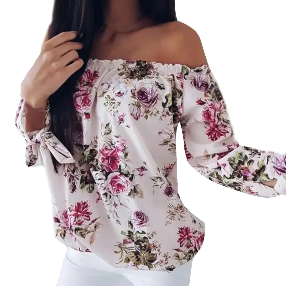 Off Shoulder Women Sexy Shirt Loose Femlae Fashion Tops Long Sleeve Flower Print Chiffon Blouse Female Clothings
Off Shoulder Women Sexy Shirt Loose Femlae Fashion Tops Long Sleeve Flower Print Chiffon Blouse Female Clothings