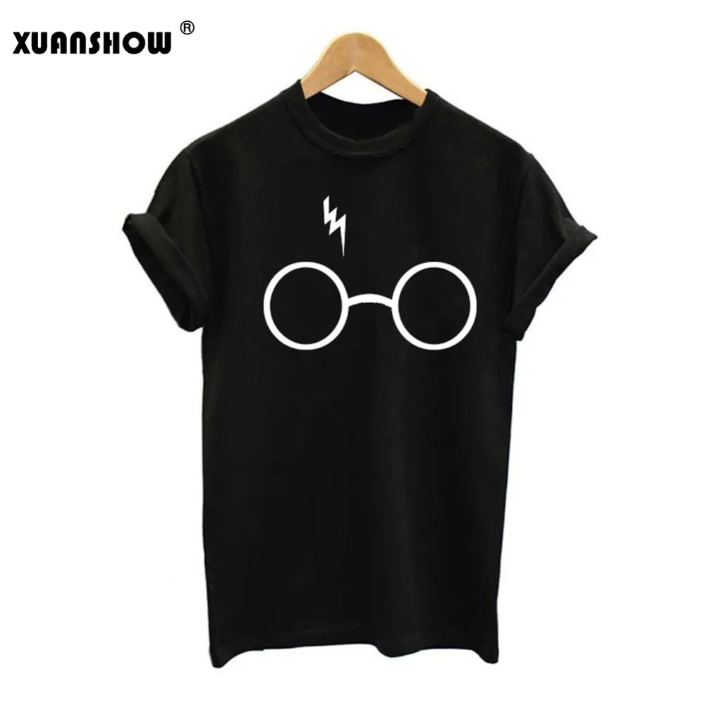 2018 Summer Fashion Women Potter Lightning Glasses Printed T-shirt Top Tees Black White Cotton T shirt Plus Size
2018 Summer Fashion Women Potter Lightning Glasses Printed T-shirt Top Tees Black White Cotton T shirt Plus Size
