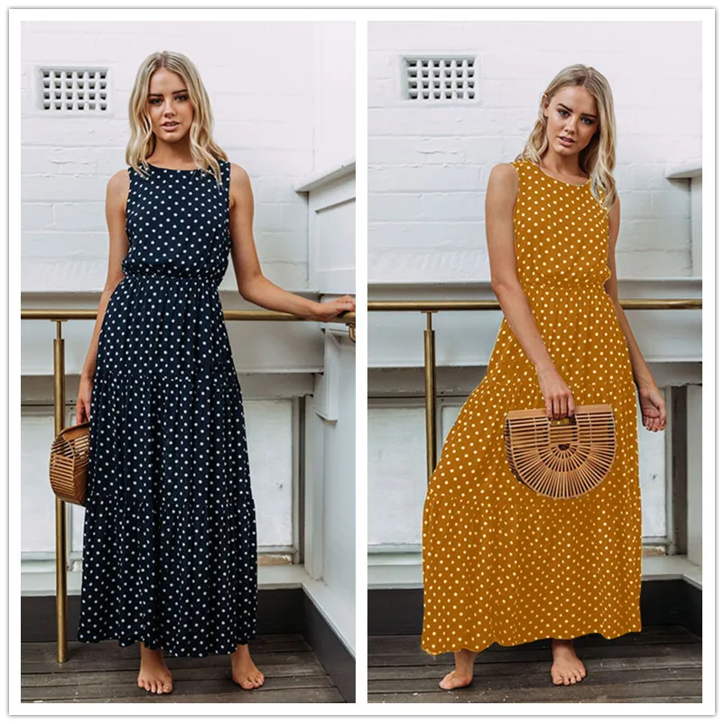 3XL Plus Size Casual Women Dresses Summer 2019 Vintage Maxi Dress Sleeveless Dot Boho Long Dress Female Robe polka dot Vestidos
3XL Plus Size Casual Women Dresses Summer 2019 Vintage Maxi Dress Sleeveless Dot Boho Long Dress Female Robe polka dot Vestidos