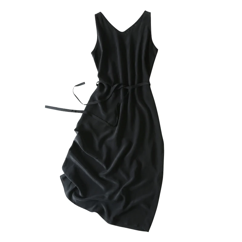 Women Summer Silk Dress V neck Black Vintage Natural silk dresses Elegant solid color Dress Casual holiday real silk long dress
Women Summer Silk Dress V neck Black Vintage Natural silk dresses Elegant solid color Dress Casual holiday real silk long dress