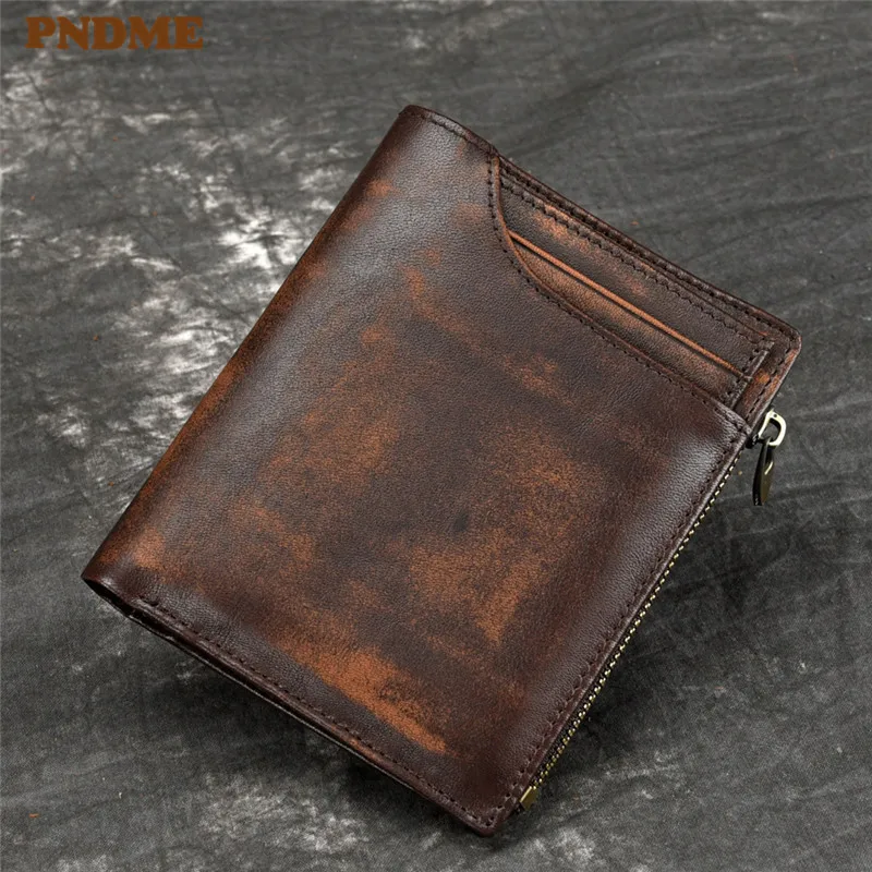 PNDME retro cowhide men's women's wallet casual simple genuine leather short handmade credit card ID holders female coin purse
PNDME retro cowhide men's women's wallet casual simple genuine leather short handmade credit card ID holders female coin purse