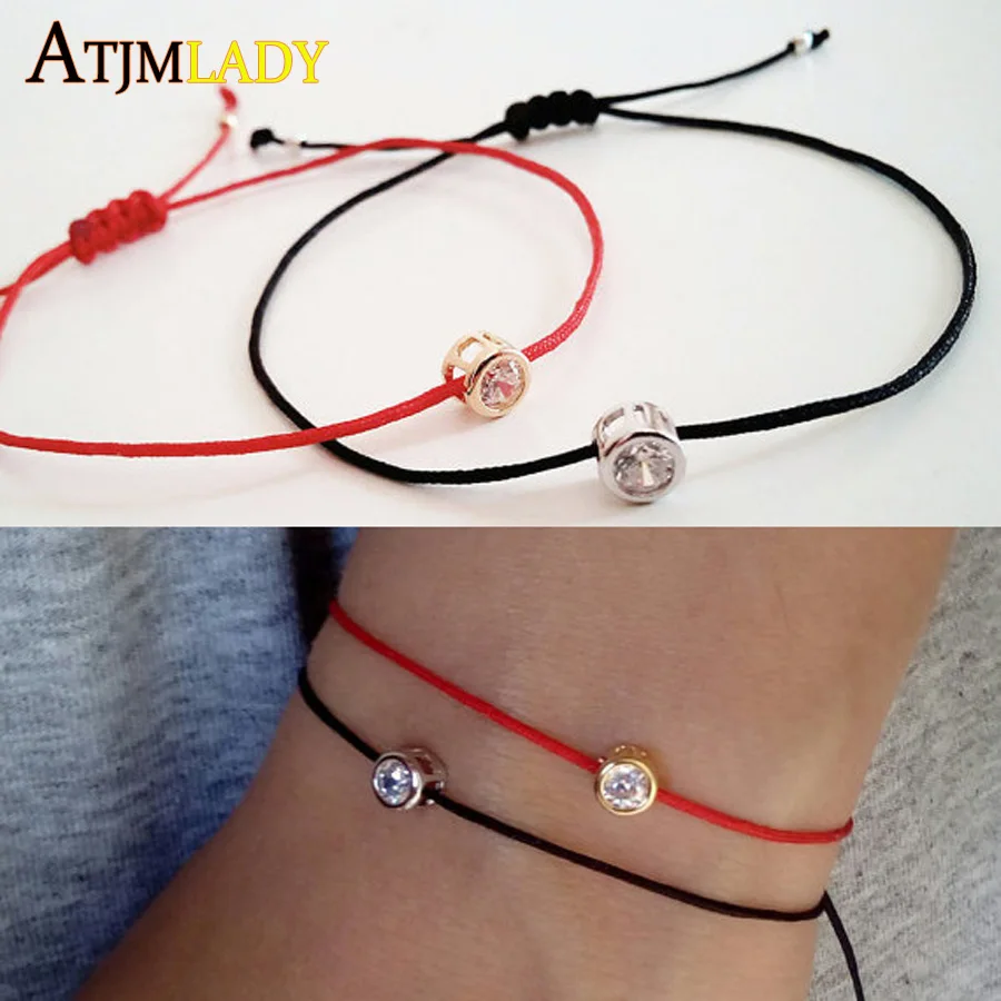 2018 round single stone gold silver color 925 sterling silver black red rope string handmade diy Macrame cz bracelet
2018 round single stone gold silver color 925 sterling silver black red rope string handmade diy Macrame cz bracelet