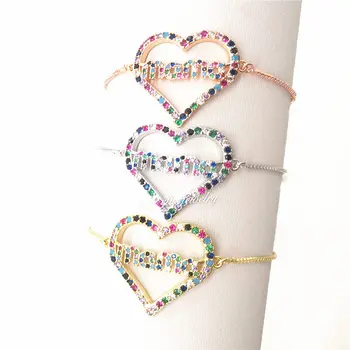 10pcs/lot Rainbow Mama Jewelry Brass Micro Pave CZ Heart Mama Words Link Chain Bracelets Pulseras Joyeria Jewelry Mother's Day
10pcs/lot Rainbow Mama Jewelry Brass Micro Pave CZ Heart Mama Words Link Chain Bracelets Pulseras Joyeria Jewelry Mother's Day