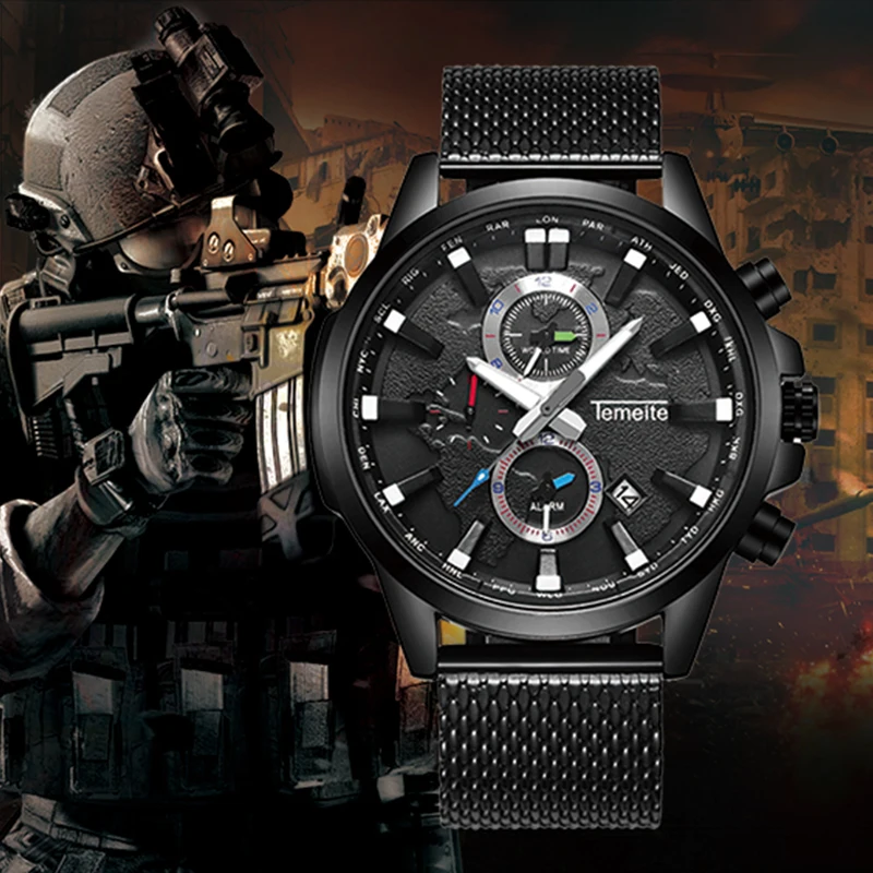 Temeite Luxury Army Watches For Men Special Forces Quartz Luminous Mans Sport Watch Waterproof Chronograph Wristwatch Hot Sale
Temeite Luxury Army Watches For Men Special Forces Quartz Luminous Mans Sport Watch Waterproof Chronograph Wristwatch Hot Sale