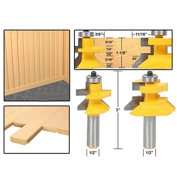 2Pcs Carbide 45 Degree Router Bit 1/2" Shank x 1-1/8" Matched Tongue & Groove V-Notch
2Pcs Carbide 45 Degree Router Bit 1/2" Shank x 1-1/8" Matched Tongue & Groove V-Notch