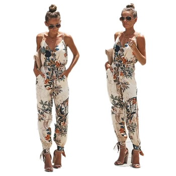 Women Jumpsuits Playsuit Cotton V Neck Floral Printed With Belt Summer Rompers Sexy Loose Jumpsuit Womens Bodysuits Pockets
Women Jumpsuits Playsuit Cotton V Neck Floral Printed With Belt Summer Rompers Sexy Loose Jumpsuit Womens Bodysuits Pockets