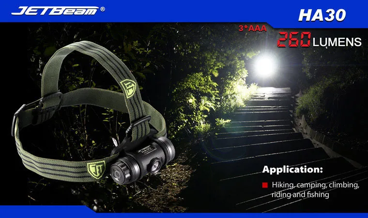 Free shipping Jetbeam HA30 headlamp Cree XP-G2 260 Lumens headlight Compatible with 3 * AAA battery
Free shipping Jetbeam HA30 headlamp Cree XP-G2 260 Lumens headlight Compatible with 3 * AAA battery