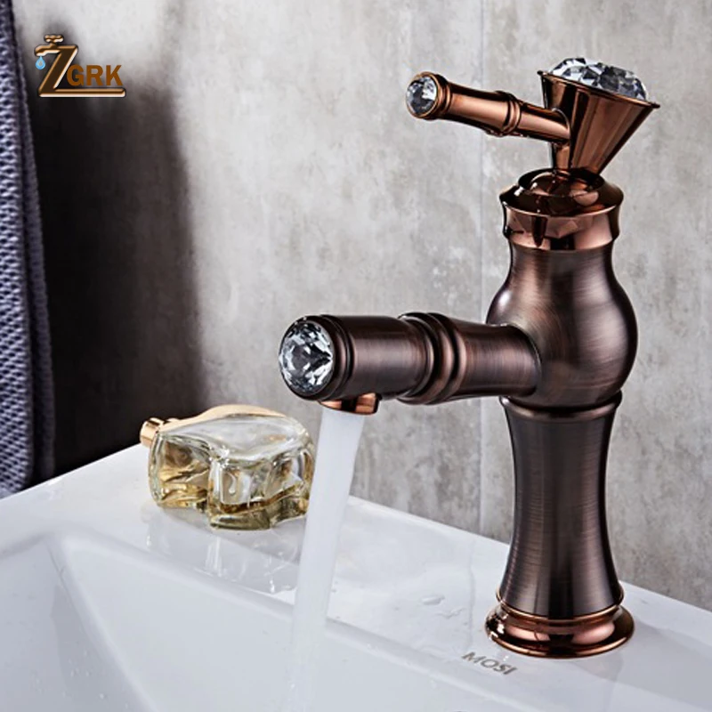 

ZGRK Bathroom Faucets Oil Rubbed Bronze Fashion Pull Out Faucet Brass Bath Basin Mixer Tap Hot and Cold Water Tap Sink Crane