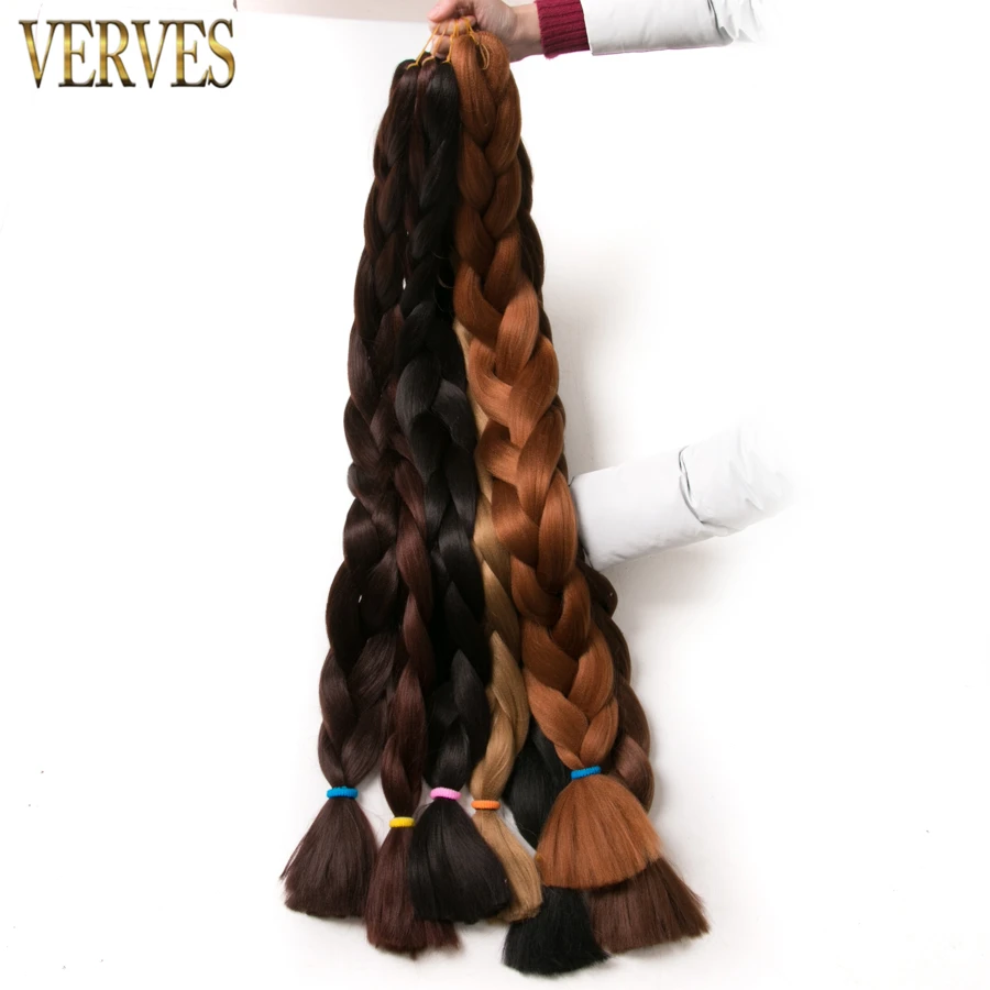VERVES Braiding Hair one piece 82 inch Synthetic Kanekalon Fiber braid 165g/piece pure color crochet Jumbo Braid Hair Extensions 14
