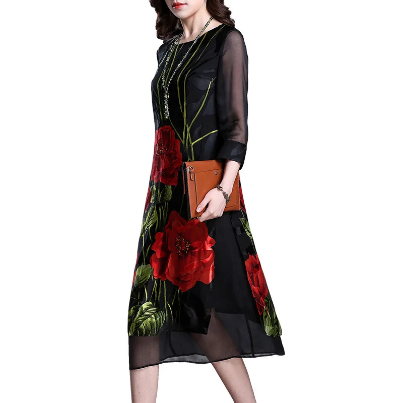 Real Silk Dresses Plus Size Vintage Loose Women Print A-Line Dress 2019 New Pattern Half Sleeves Dress Lady Nightclub Costume
Real Silk Dresses Plus Size Vintage Loose Women Print A-Line Dress 2019 New Pattern Half Sleeves Dress Lady Nightclub Costume