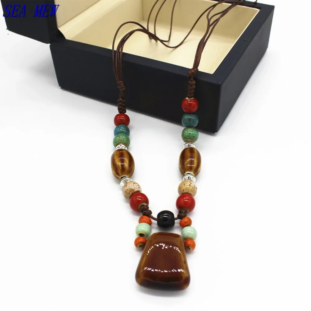 Fashion Ethnic Style Ceramic Bead Necklace Tibetan Silver Adjustable Handmade Rope Chain Porcelain Pendant Necklace For Women
Fashion Ethnic Style Ceramic Bead Necklace Tibetan Silver Adjustable Handmade Rope Chain Porcelain Pendant Necklace For Women