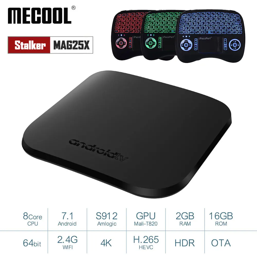 

Mecool M8S Plus L Android 7.1 TV Box Amlogic S912 Octa-Core 2GB/16GB H.265 4K HD HDR Smart Set Top Box with 3 Backlight Keyboard