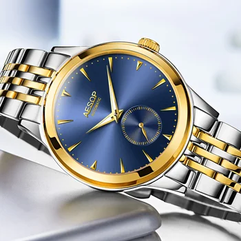 AESOP Dress Mens watches top brand luxury Sliver golden mix strap Blue face Full Steel Band Male Clock Relogio Masculino 9031
AESOP Dress Mens watches top brand luxury Sliver golden mix strap Blue face Full Steel Band Male Clock Relogio Masculino 9031