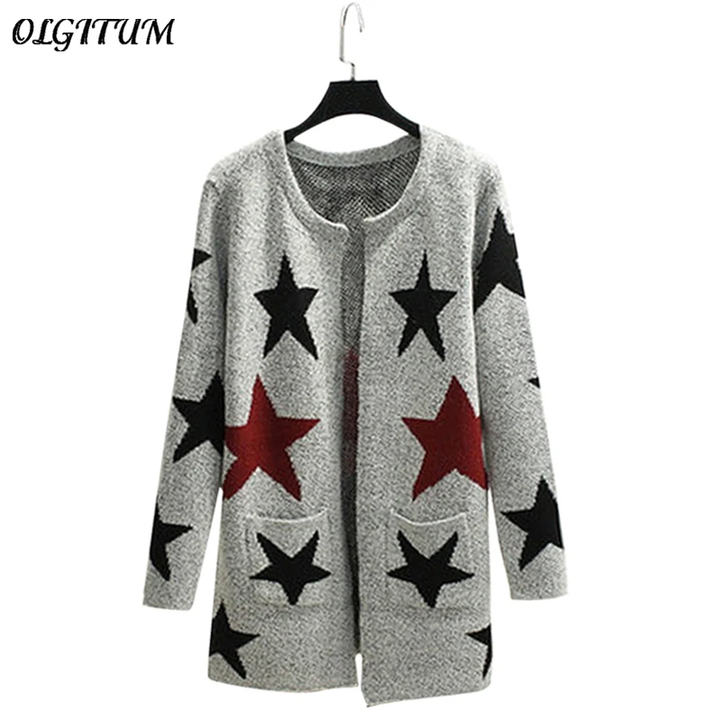 2020 New Autumn Spring Women Sweater Cardigans Casual Warm Long Design Female Knitted Printed Cardigan |