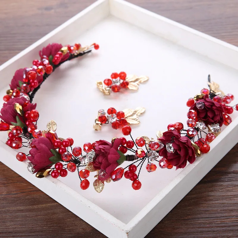 Vintage Red Pink Gold Flower Headband Crown Wedding Hair Accessories Clear Rhinestone Bridal Party Jewelry Beach Headpiece Tiara
Vintage Red Pink Gold Flower Headband Crown Wedding Hair Accessories Clear Rhinestone Bridal Party Jewelry Beach Headpiece Tiara