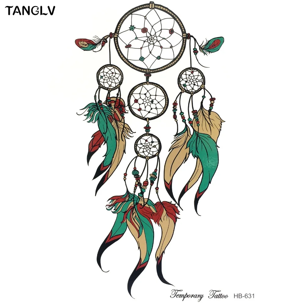 TANGLV Brand NEW Fashion Waterproof Hot Temporary Tattoo Stickers 21 X 15 CM Regional customs Dreamcatcher | Красота и здоровье
