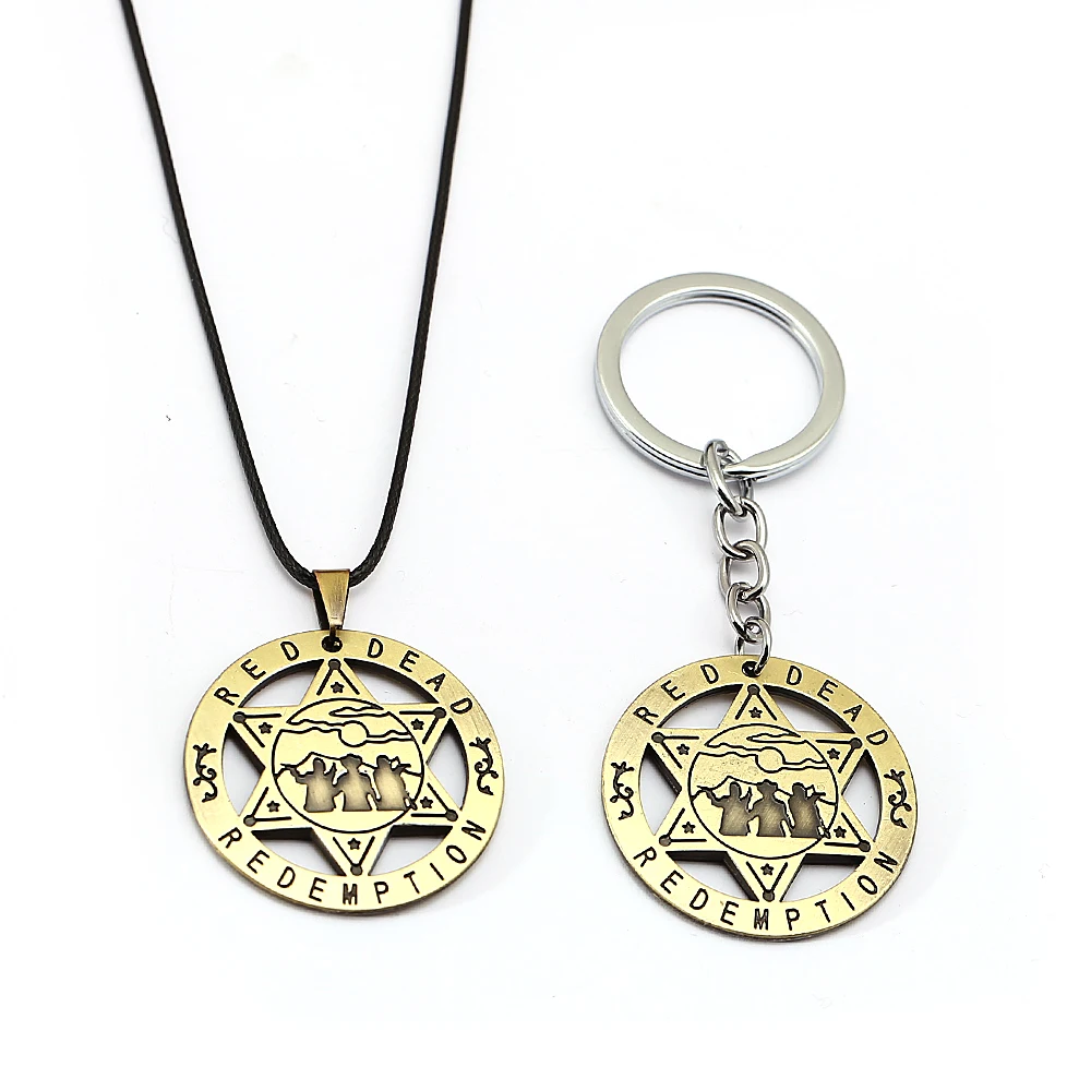 Red Dead 2 Redemption Bronze Keychain Necklace Bounty Hunter Badge Pendant Leather Chain Choker Key Chain Jewelry for Mens
Red Dead 2 Redemption Bronze Keychain Necklace Bounty Hunter Badge Pendant Leather Chain Choker Key Chain Jewelry for Mens