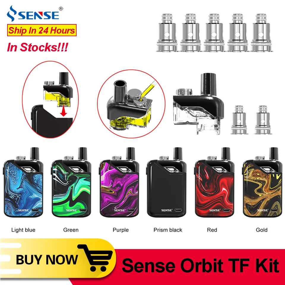 Original Sense Orbit TF Pod System Starter Kit 1100mAh Battery 3ml Refillable Pod 1.5H Charing DL MTL E Cigarette Vape Pod Kit
Original Sense Orbit TF Pod System Starter Kit 1100mAh Battery 3ml Refillable Pod 1.5H Charing DL MTL E Cigarette Vape Pod Kit