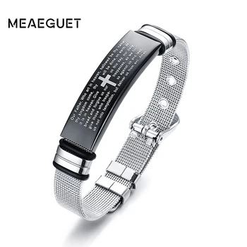 Christian Lord's Prayer Keeper Mesh Bracelets For Slide Stainless Steel Adjustable Jesus silver color Cross Bangle Male Jewelry
Christian Lord's Prayer Keeper Mesh Bracelets For Slide Stainless Steel Adjustable Jesus silver color Cross Bangle Male Jewelry