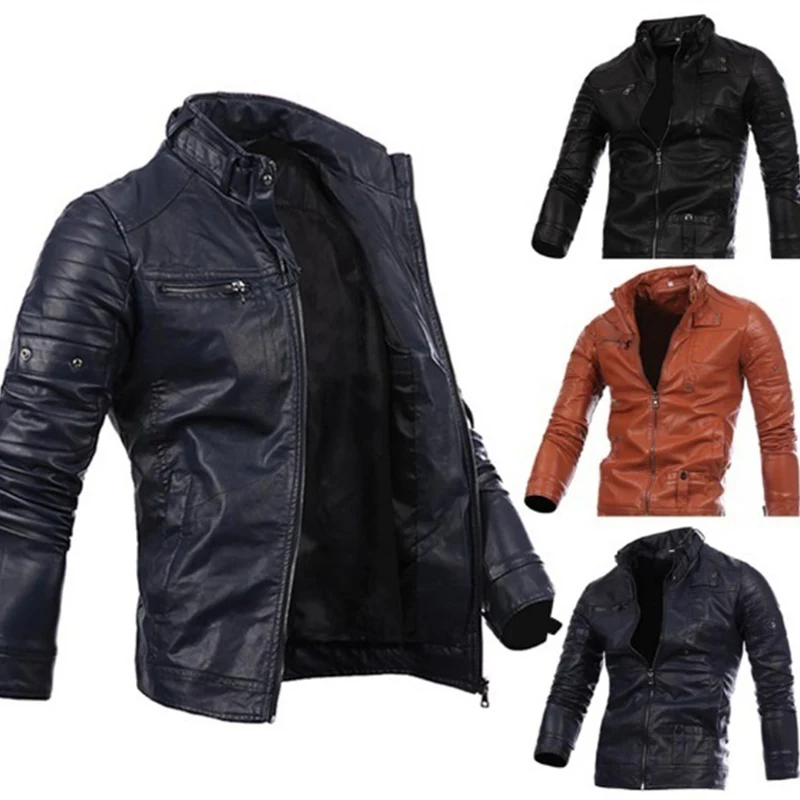 Vogue Street Style Men Jacket Full Sleeve Mens Leather Jacket Multi Zipper Button Collar Men Motorcycle Jacket Men Outerwear
Vogue Street Style Men Jacket Full Sleeve Mens Leather Jacket Multi Zipper Button Collar Men Motorcycle Jacket Men Outerwear