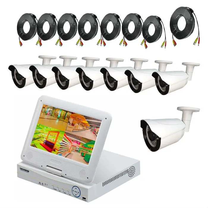 Система видеонаблюдения JSA 8CH DVR 8PCS 960P HD наружная камера с 10-дюймовым ЖК-монитором