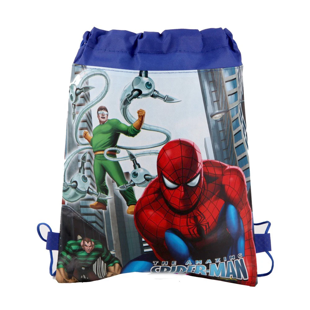 

34*27cm Boys Kids Favors Spiderman Pattern Drawstring Gifts Bags Non-woven Fabric Backpack Birthday Party Decorate Mochila 1PCS