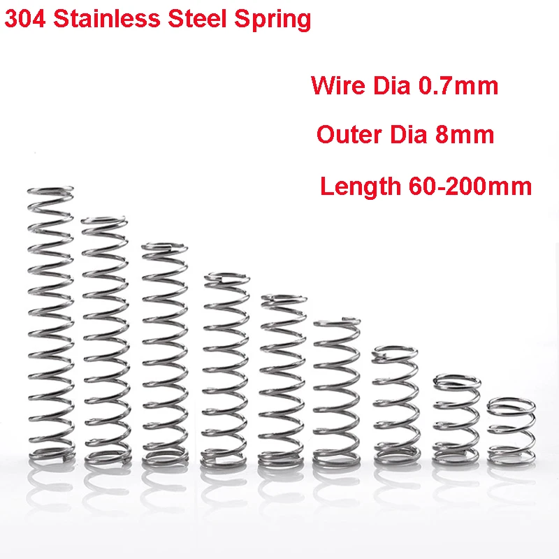 5PCS Y Type Spring 304 Stainless Steel Pressure Spring Wire Dia 0.7mm Outer Dia 8mm Length 60-200mm
5PCS Y Type Spring 304 Stainless Steel Pressure Spring Wire Dia 0.7mm Outer Dia 8mm Length 60-200mm