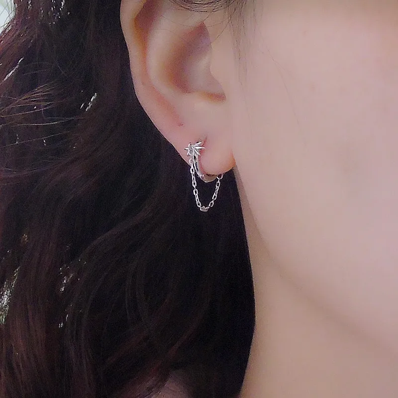 New 925 Sterling Silver Earring Fireworks Chain Ear rings Personality Niche Creative Beauty women ear jewelry inner diameter9 mm
New 925 Sterling Silver Earring Fireworks Chain Ear rings Personality Niche Creative Beauty women ear jewelry inner diameter9 mm