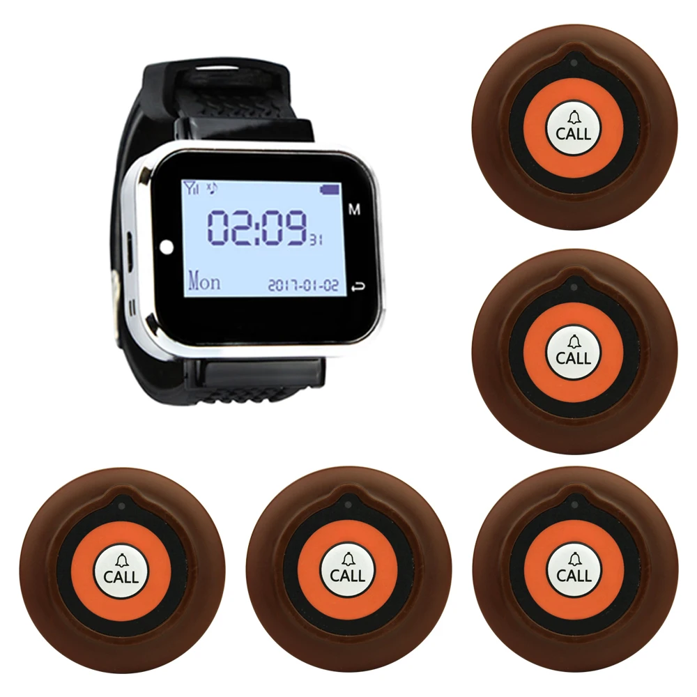 JINGLE BELLS 5 Calling Buttons+1 Watch Receiver Wireless Service Call Bells Wireless Restaurant Guest Calling Systems from China
JINGLE BELLS 5 Calling Buttons+1 Watch Receiver Wireless Service Call Bells Wireless Restaurant Guest Calling Systems from China