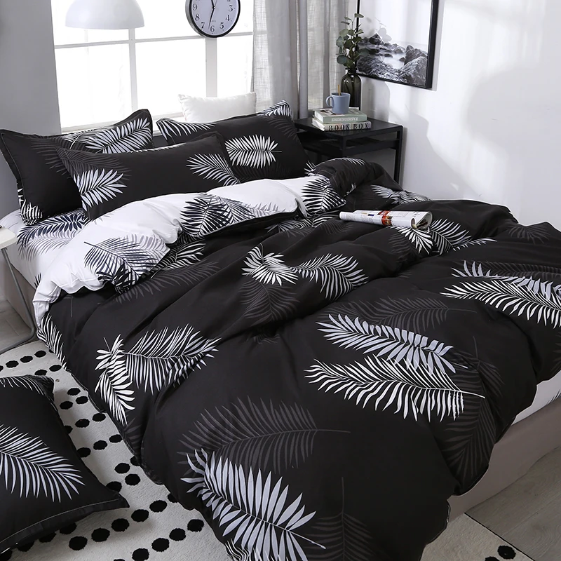 4pcs/set Black Leaf Printing Bedding Set Bed Linings Include Duvet Cover &Sheets&Pillowcases Cover Comfortable Home Bed Set
4pcs/set Black Leaf Printing Bedding Set Bed Linings Include Duvet Cover &Sheets&Pillowcases Cover Comfortable Home Bed Set