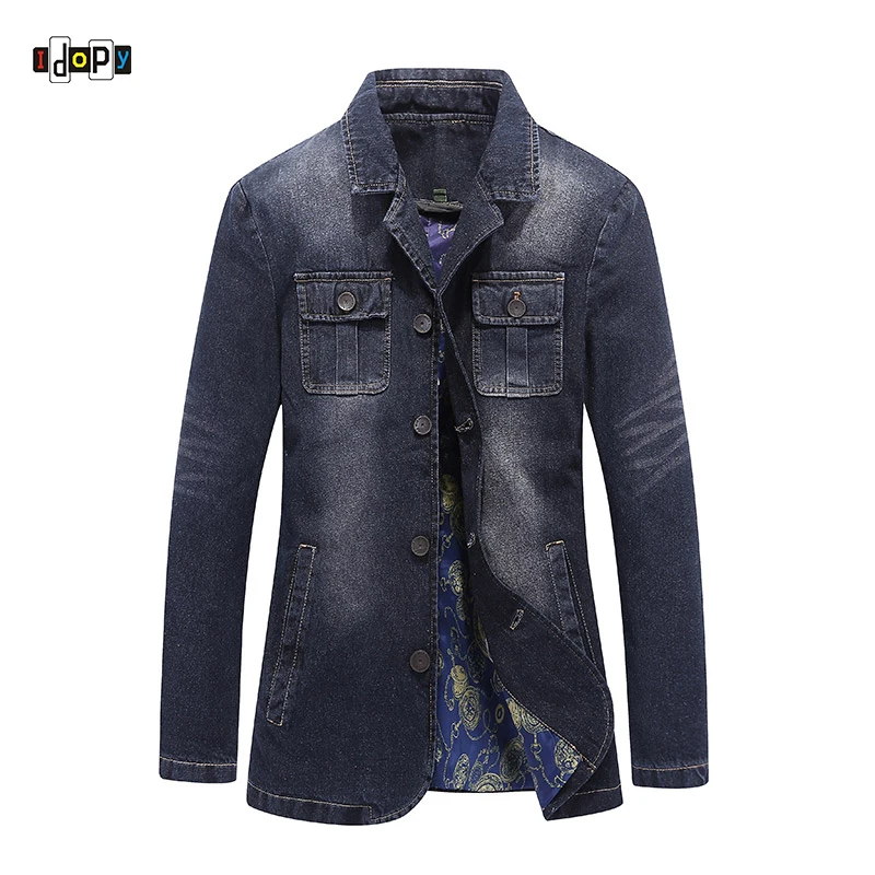 Idopy Men`s Denim Trench Blazer New Long Sleeve Single Breasted Multi Pockets Slim Fit Jeans Denim Jackets and Coats For Male
Idopy Men`s Denim Trench Blazer New Long Sleeve Single Breasted Multi Pockets Slim Fit Jeans Denim Jackets and Coats For Male
