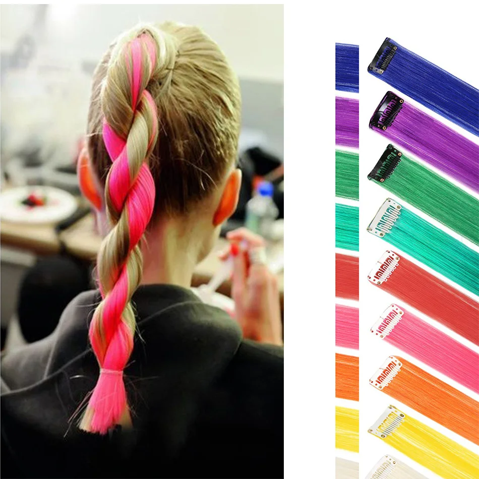 Nissi 4Pcs/Lot 50CM Colored Highlight Single Clip In One Piece Hair Extensions Synthetic Long Straight Rainbow Colorful Hairpie
Nissi 4Pcs/Lot 50CM Colored Highlight Single Clip In One Piece Hair Extensions Synthetic Long Straight Rainbow Colorful Hairpie