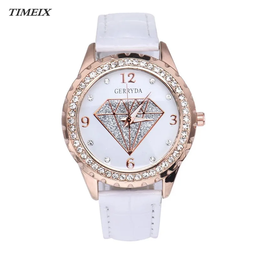 Hot Sale Women's Watch Diamond Pattern Leather Band Rhinestone Crystal Analog Quartz Wrist Wristwatch Female *50 | Наручные часы