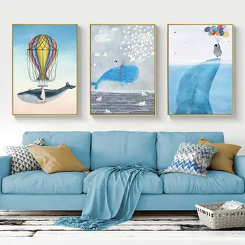 Cute Cartoon Fish Picture Home Decor Nordic Canvas Art Painting Wall Art Print Whale Shark Dolphin Painting for Kids Bedroom
Cute Cartoon Fish Picture Home Decor Nordic Canvas Art Painting Wall Art Print Whale Shark Dolphin Painting for Kids Bedroom