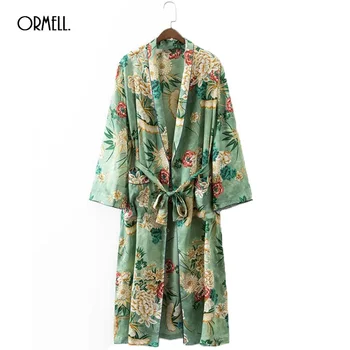 ORMELL Autumn New Women Vintage Floral Kimono 2017 Ladies Fashion Retro Green Printed Long Sleeve Coat Loose Outwear With Belt
ORMELL Autumn New Women Vintage Floral Kimono 2017 Ladies Fashion Retro Green Printed Long Sleeve Coat Loose Outwear With Belt