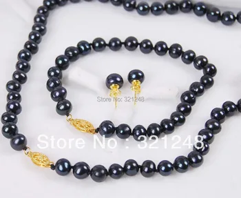Free Shipping 8-9mm Natural Black Akoya Cultured Pearl Necklace Bracelet Earrings Set GE5013
Free Shipping 8-9mm Natural Black Akoya Cultured Pearl Necklace Bracelet Earrings Set GE5013