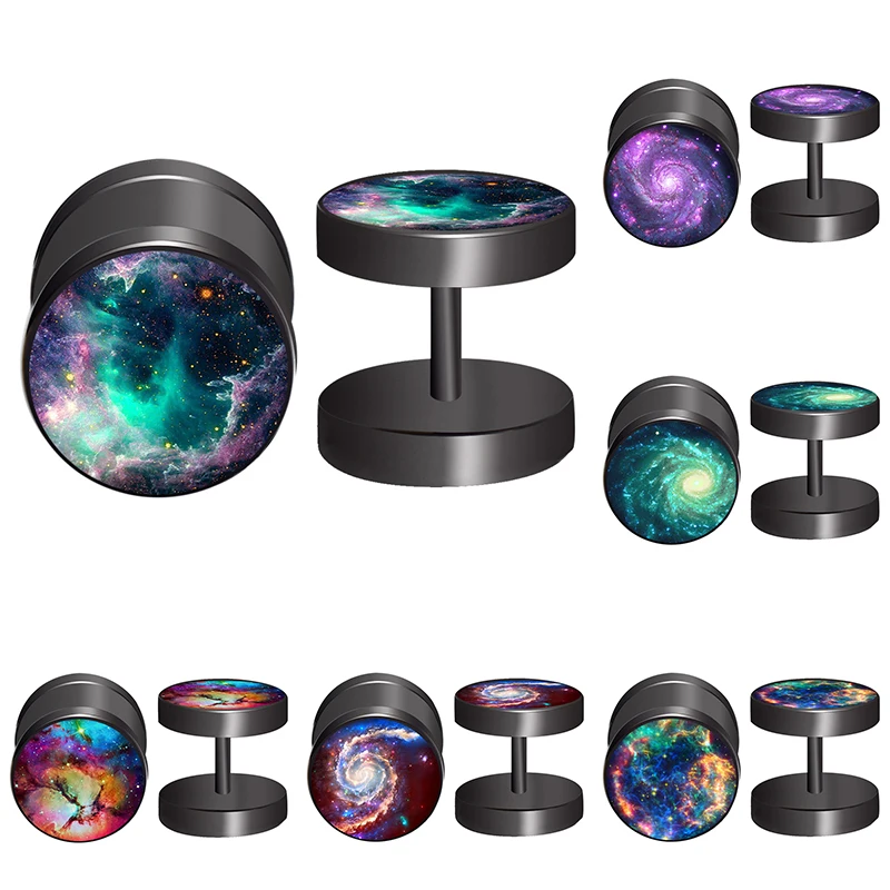 6Pair/lot Black Stainless Steel Earrings Women Men's Barbell Fake Ear Plugs Gauges Stretcher Stud Earring For men Galaxy Nebula
6Pair/lot Black Stainless Steel Earrings Women Men's Barbell Fake Ear Plugs Gauges Stretcher Stud Earring For men Galaxy Nebula