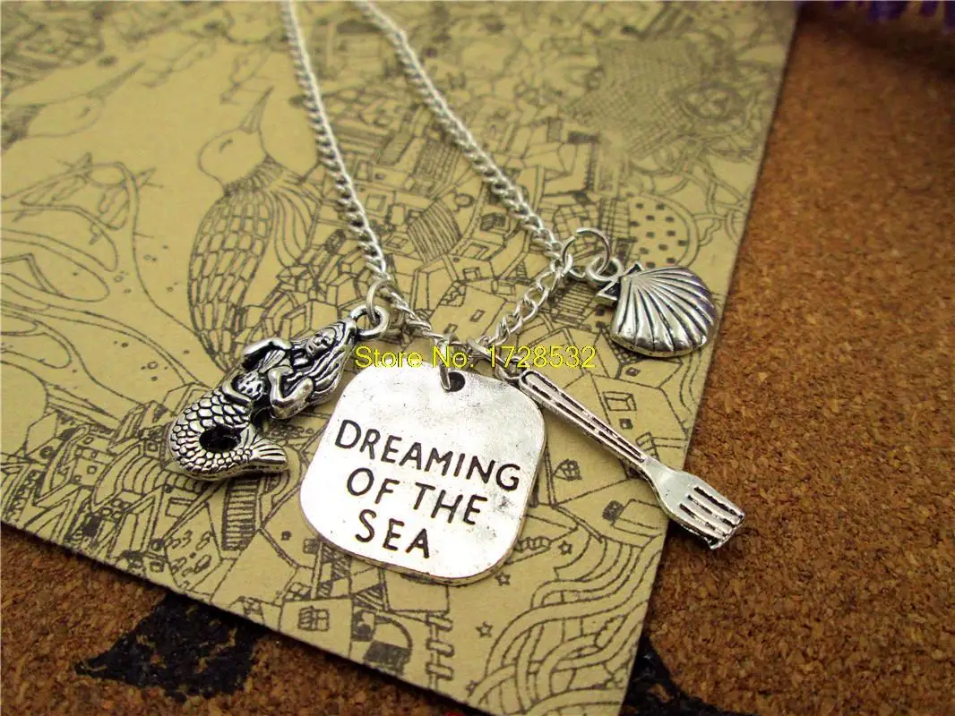 Fashion Dreaming of the Sea Necklace little mermaid Necklace antique silver mermaid,fork,seashell Necklace
Fashion Dreaming of the Sea Necklace little mermaid Necklace antique silver mermaid,fork,seashell Necklace