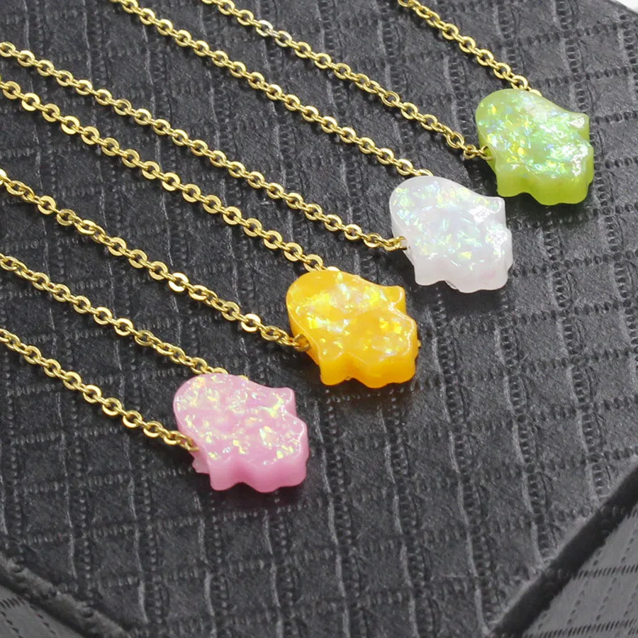 Fnixtar Stainless Steel Gold Color Chain Opal Hamsa Hand Fatima Pendant Necklace Women Opal Stone Necklace 45cm 2Piece/lot
Fnixtar Stainless Steel Gold Color Chain Opal Hamsa Hand Fatima Pendant Necklace Women Opal Stone Necklace 45cm 2Piece/lot