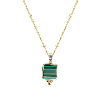 Silvology Square Green Malachite Necklace Gold Stripe Fashion 925 Sterling Silver Female Pendant Necklace Elegant Jewelry Gift
Silvology Square Green Malachite Necklace Gold Stripe Fashion 925 Sterling Silver Female Pendant Necklace Elegant Jewelry Gift
