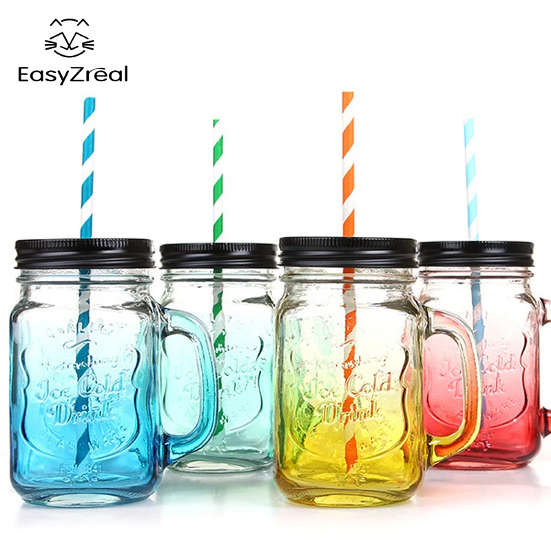 2018 Fruit Mason Jar Bottle Drink Infusion Colored Bar Coffee Water bottl Office Lover beer wine Glass jar with handle glass
2018 Fruit Mason Jar Bottle Drink Infusion Colored Bar Coffee Water bottl Office Lover beer wine Glass jar with handle glass